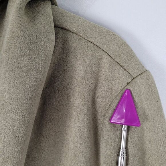 Solitaire Faux Suede Jacket Coat Stretch Green Size M NWT - Picture 10 of 16